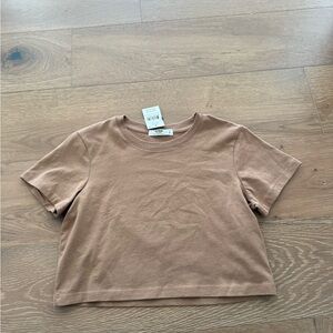 Cotton On Brown Cropped Crewneck Tee